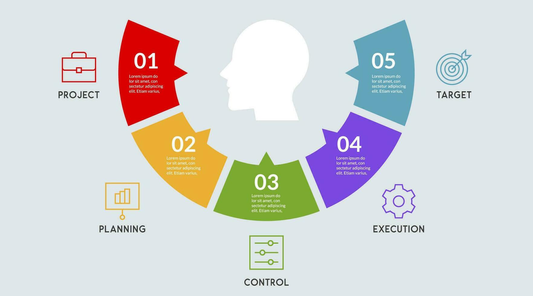 Vector human head and other elements for infographics