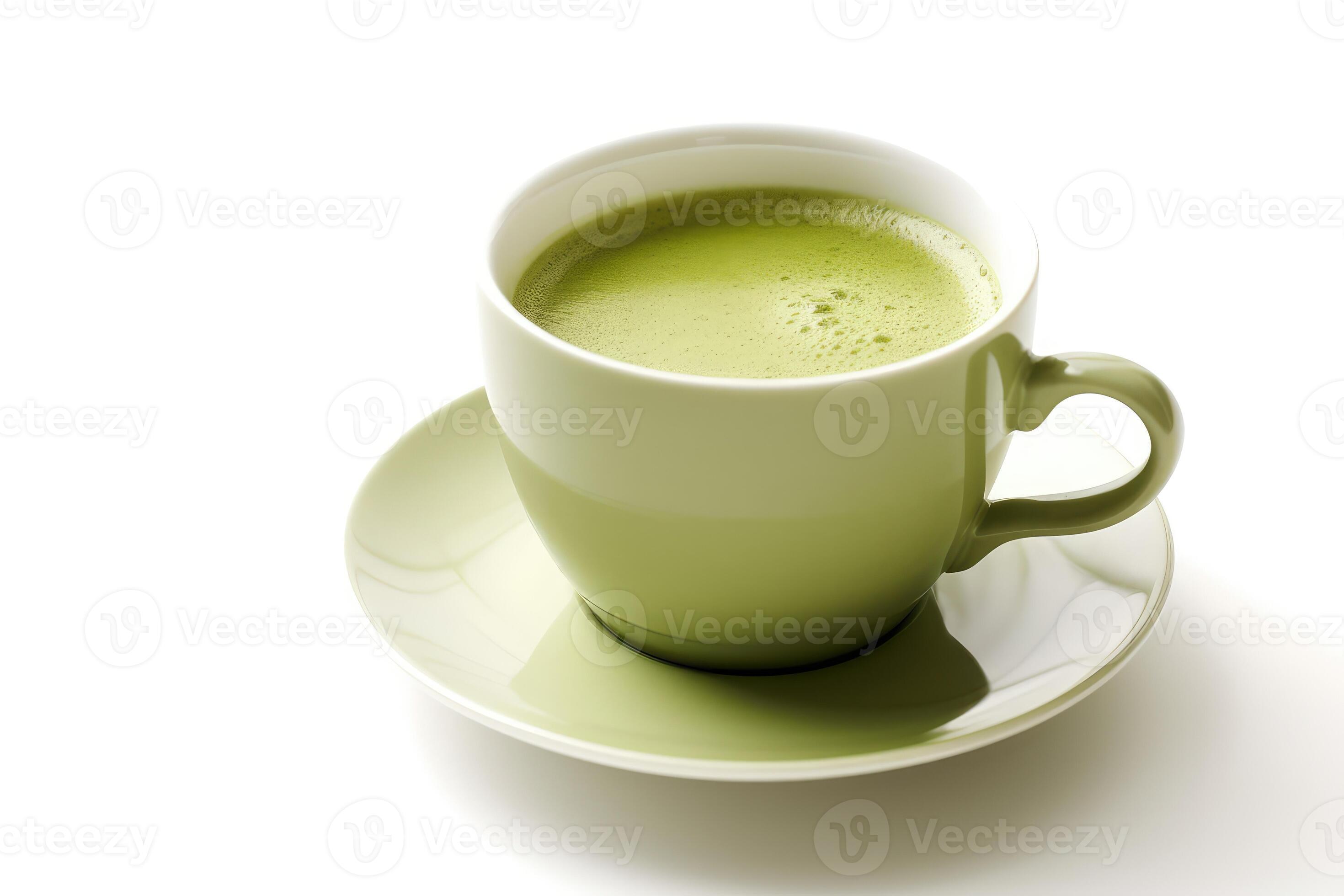 cup hot green tea isolated white background Profesional advertising