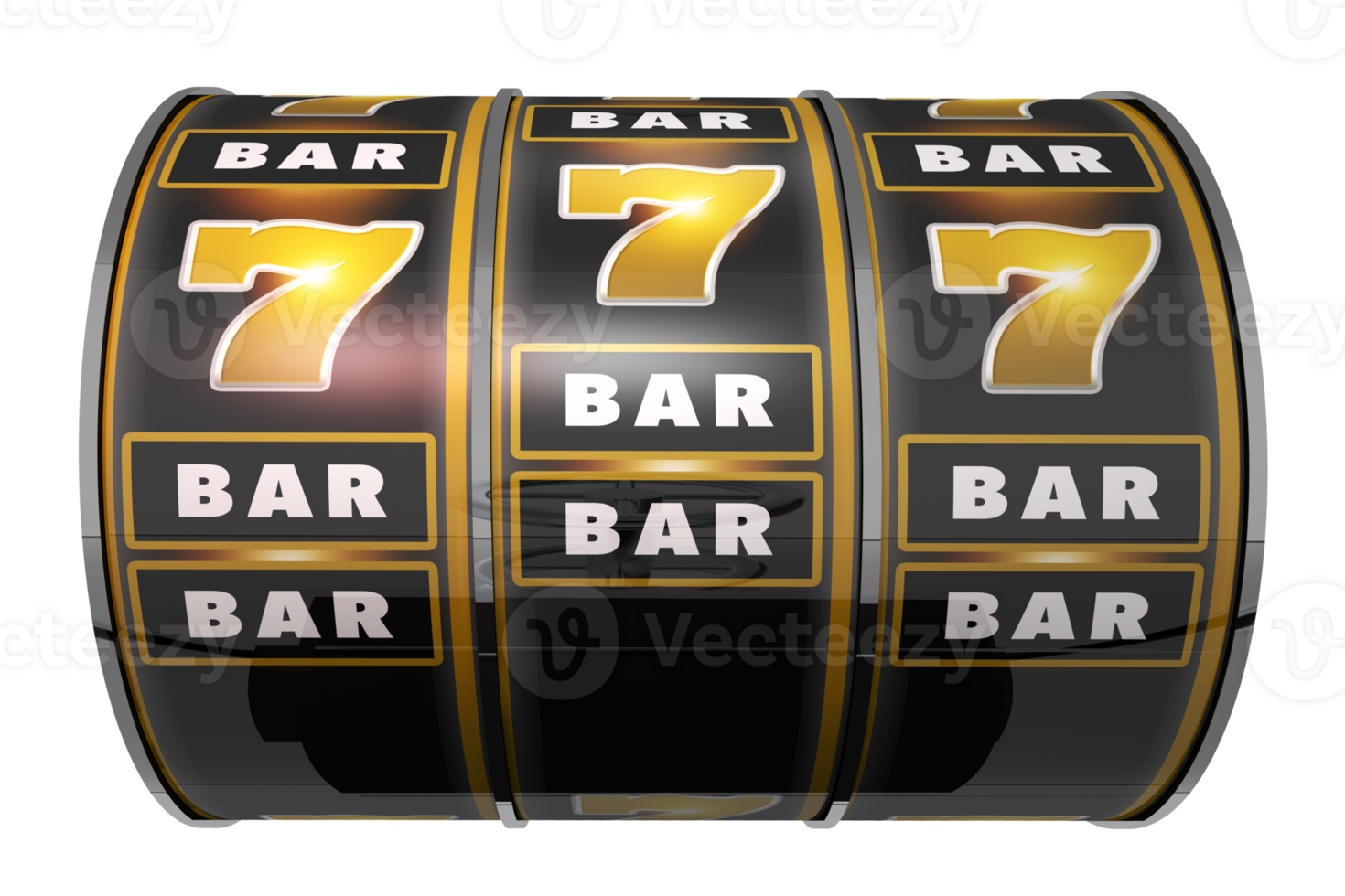 Golden Black Slot Machine Reel PNG 3D Illustration