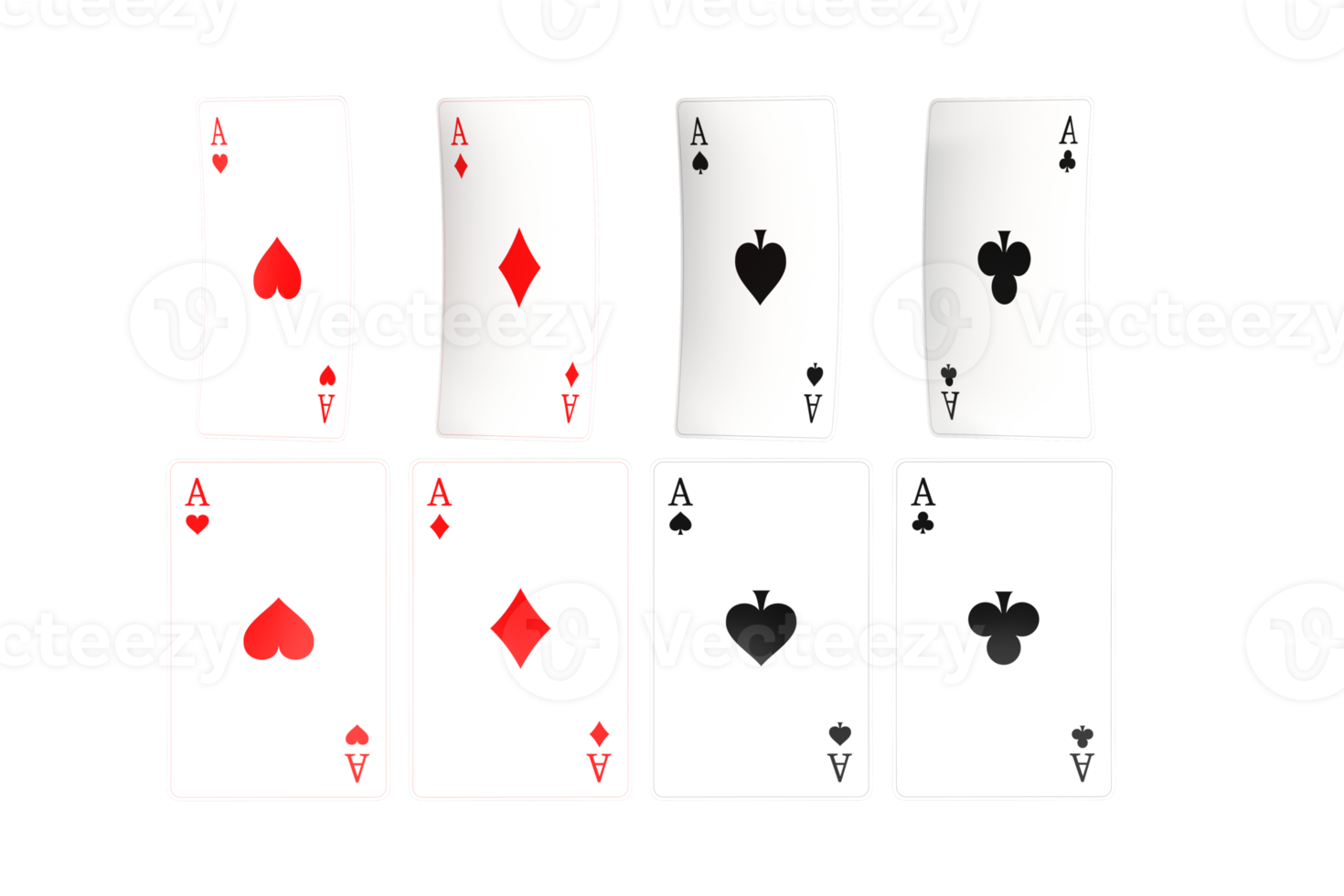 impostato di assi poker carte png illustrazione