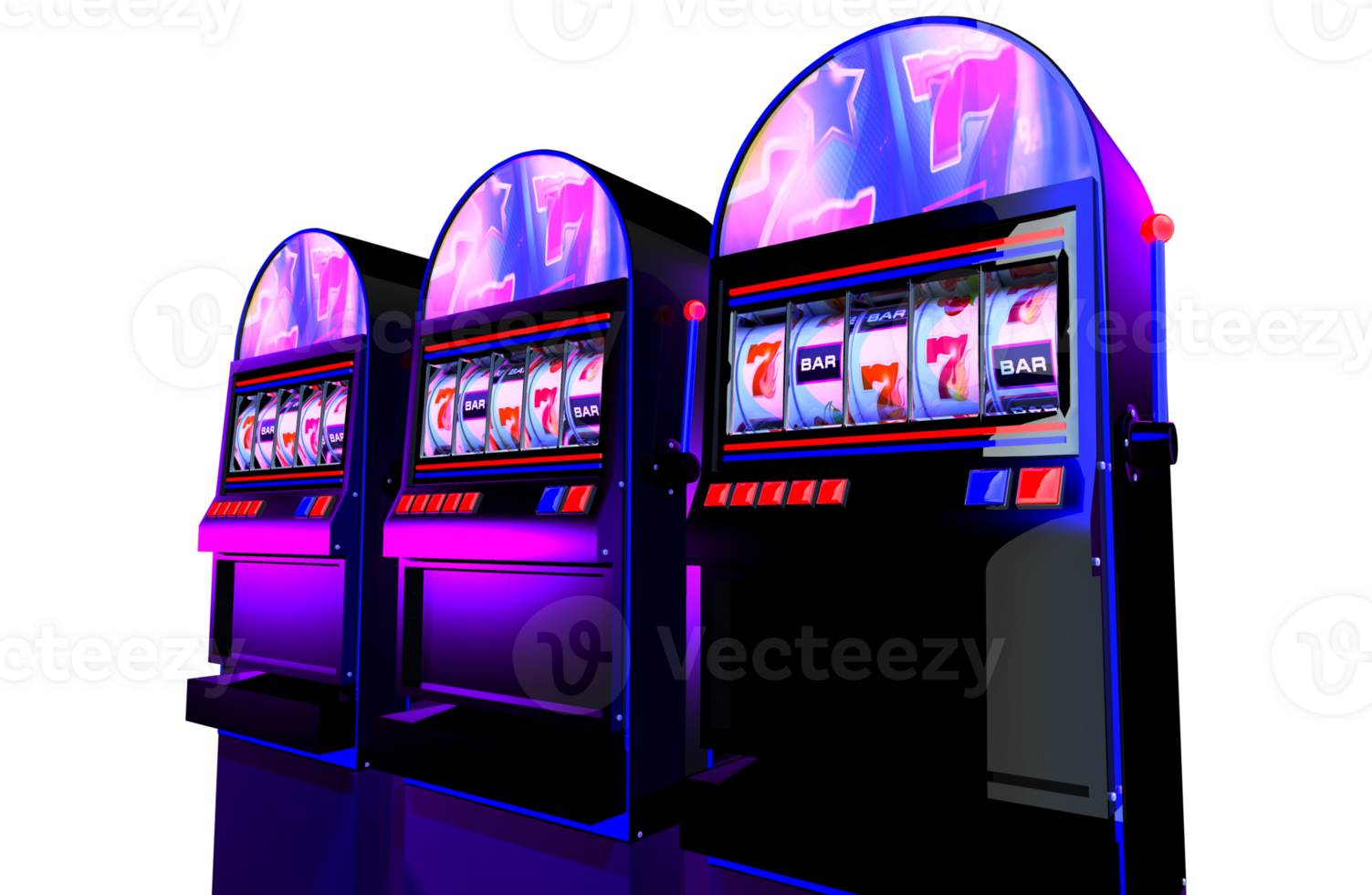 Five Reels Casino Slot Machines PNG Illustration