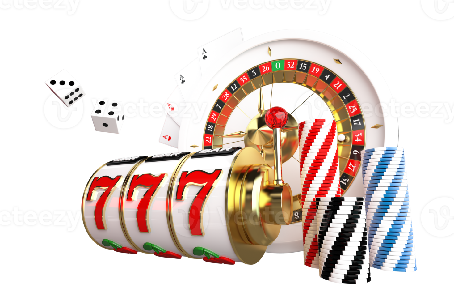 3d weergegeven casino spellen voorwerpen png