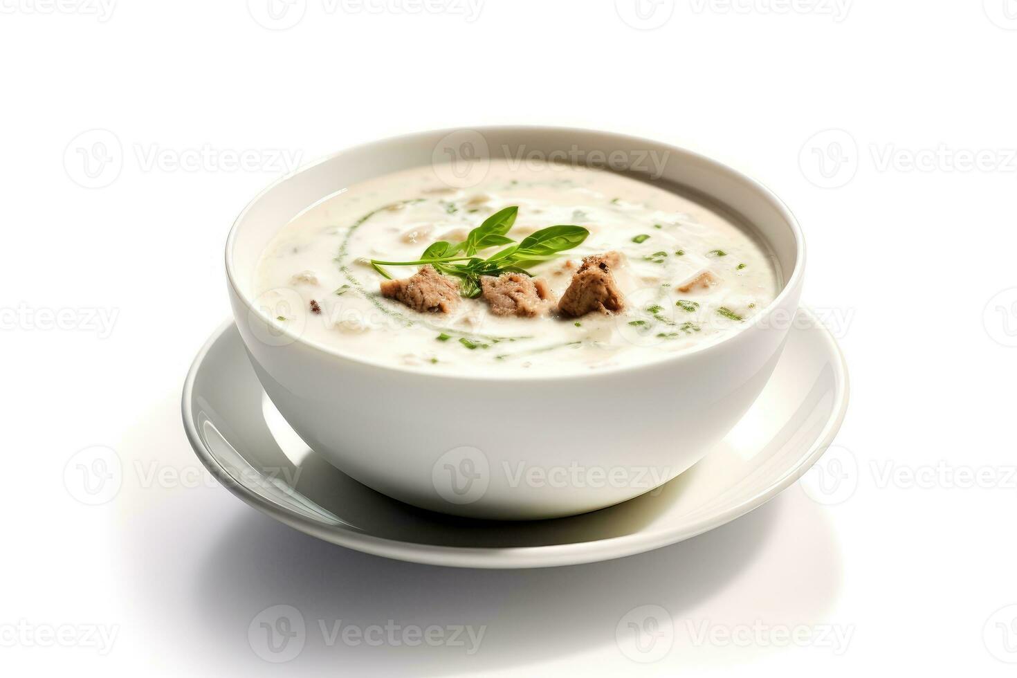 beef soup cream white isolated background Food Photography AI Generated photo