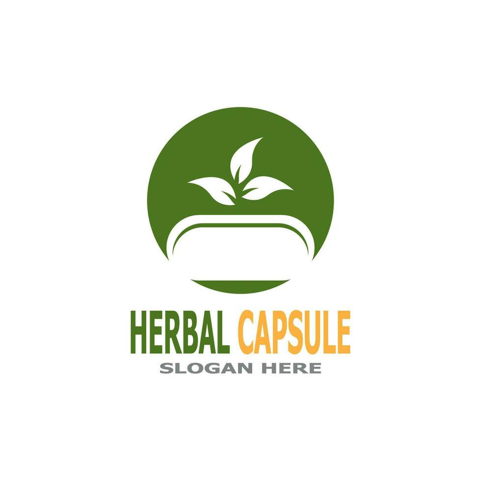 Herbal Capsule pharmacy logo vector illustration