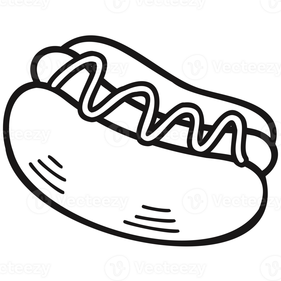 isolate black and white hot dog png