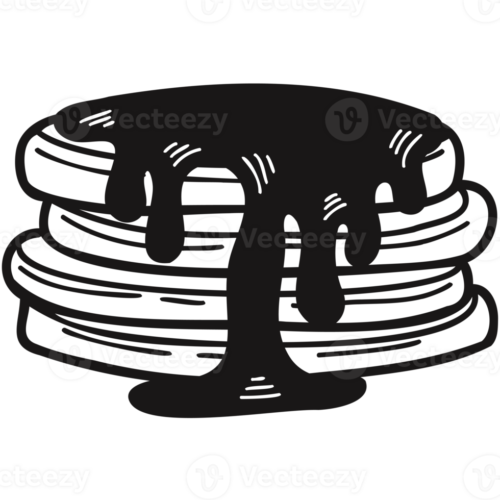 isolate black and white bakery honey pancake png