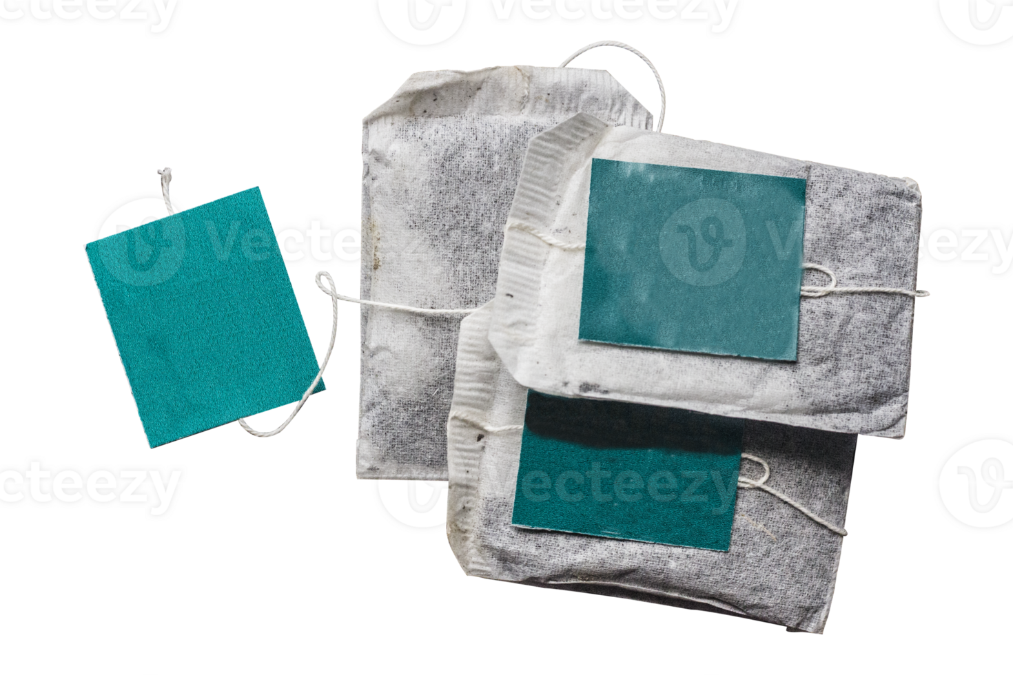 Tea bag with green label png