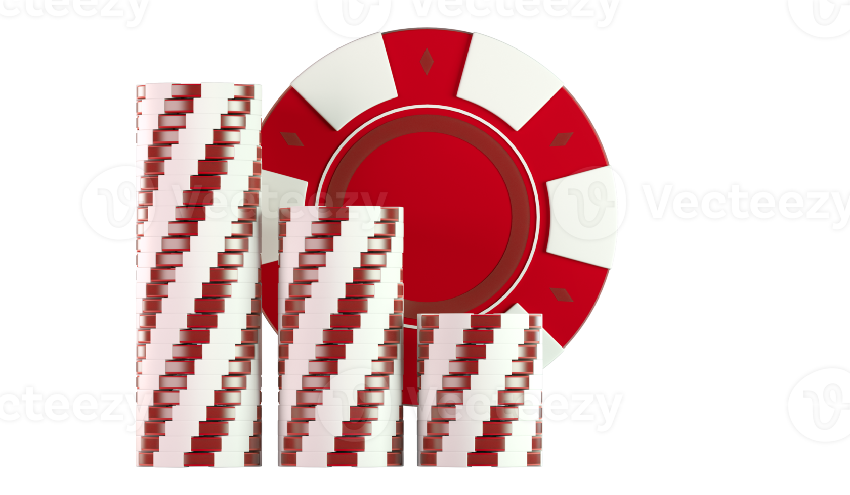 Las Vegas rouge jeux d'argent jetons 3d png