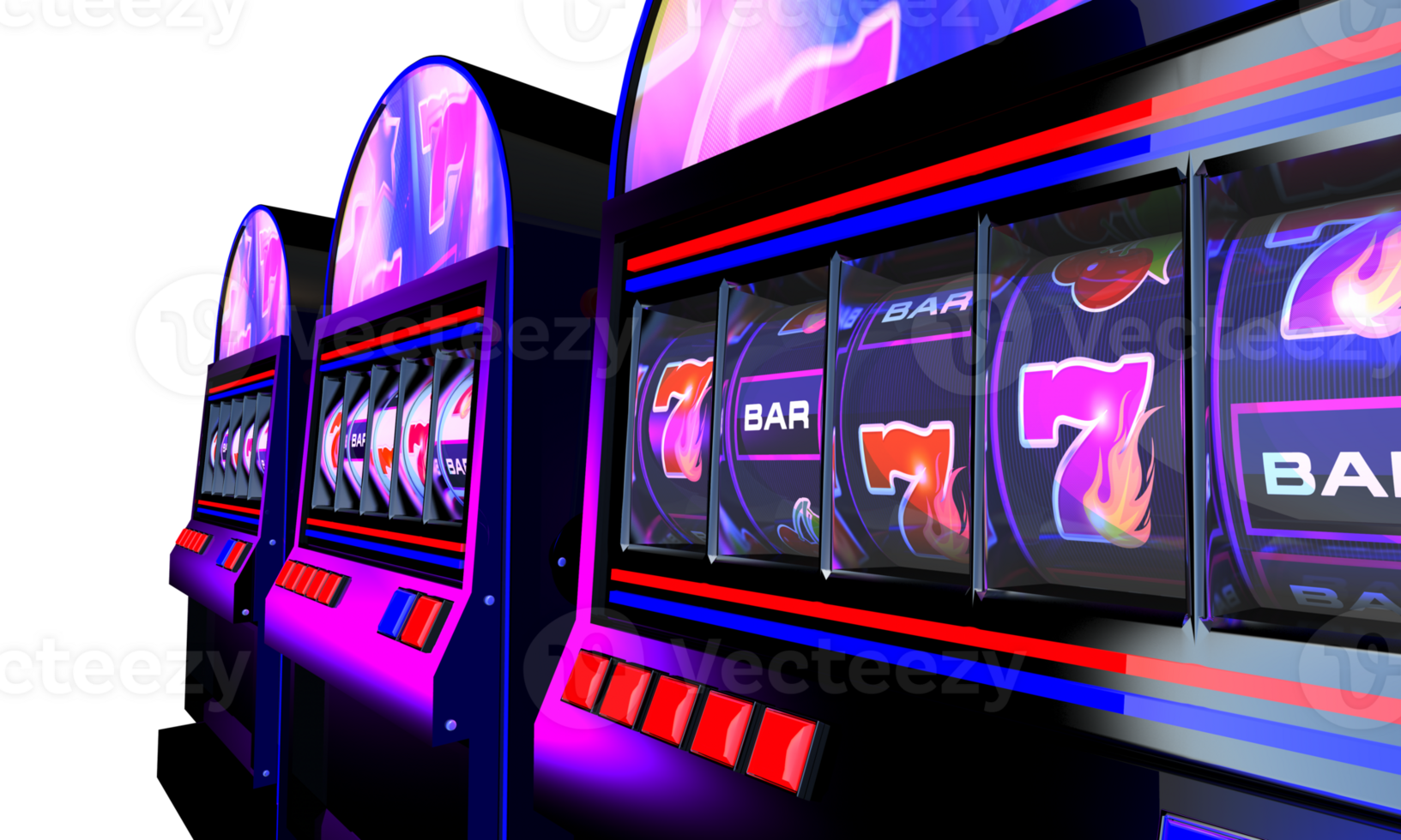 Casino Five Reels Slot Machines 3D Concept. 25277401 PNG
