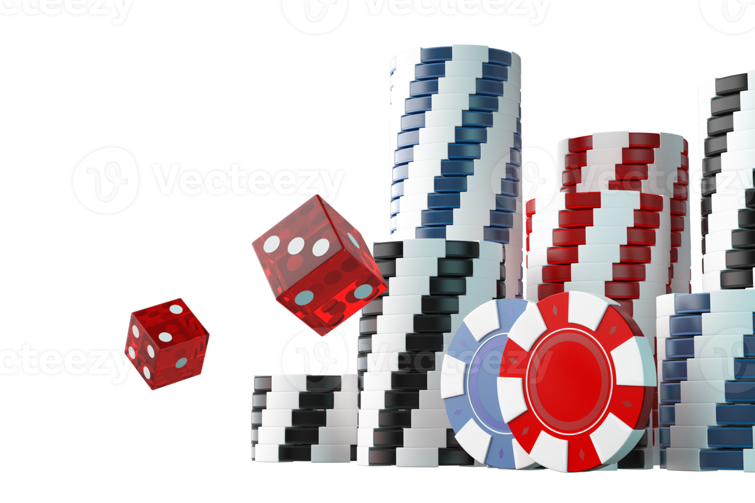 3D Casino Gambling Poker Tokens and Dices png