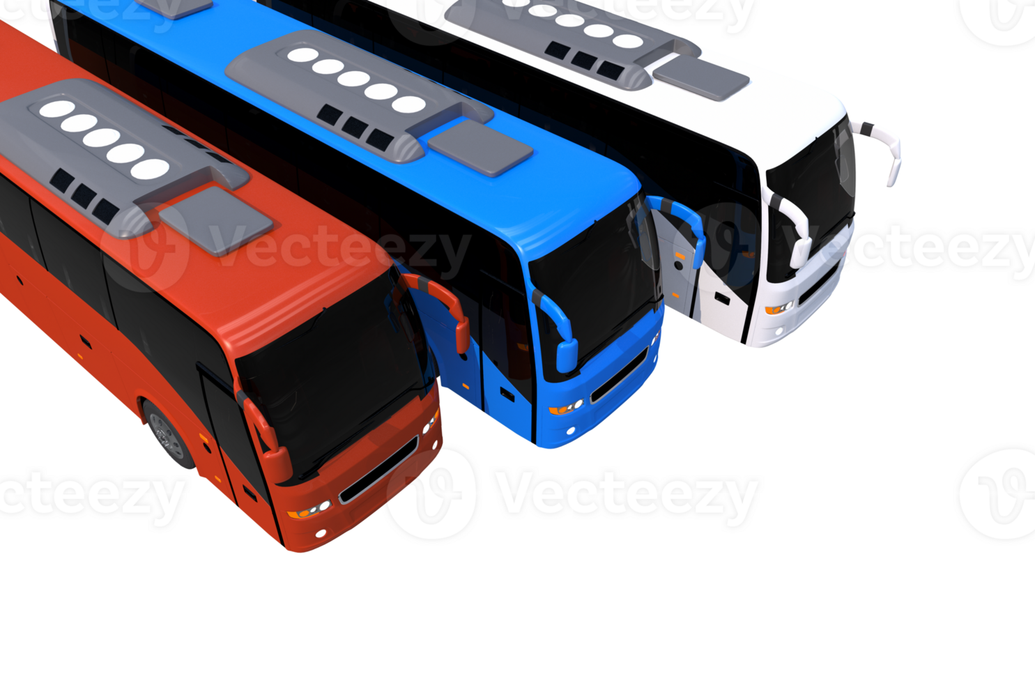 Colorful Buses Top View png