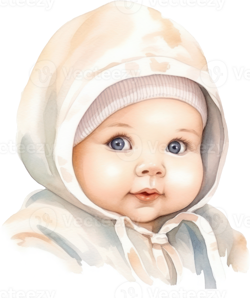Cute Baby Watercolor Illustration. AI Generated png