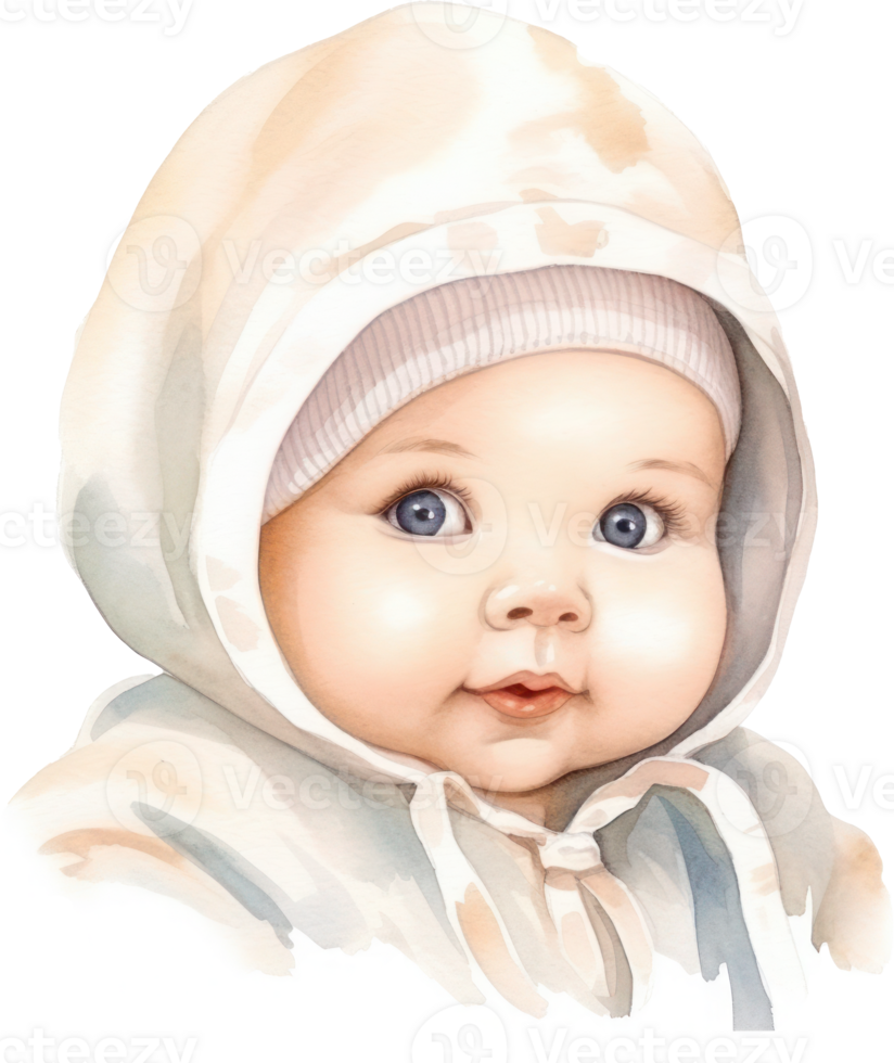 Cute Baby Watercolor Illustration. png