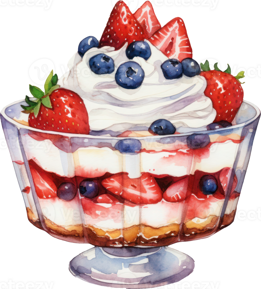 Dessert Watercolor Illustration. AI Generated png