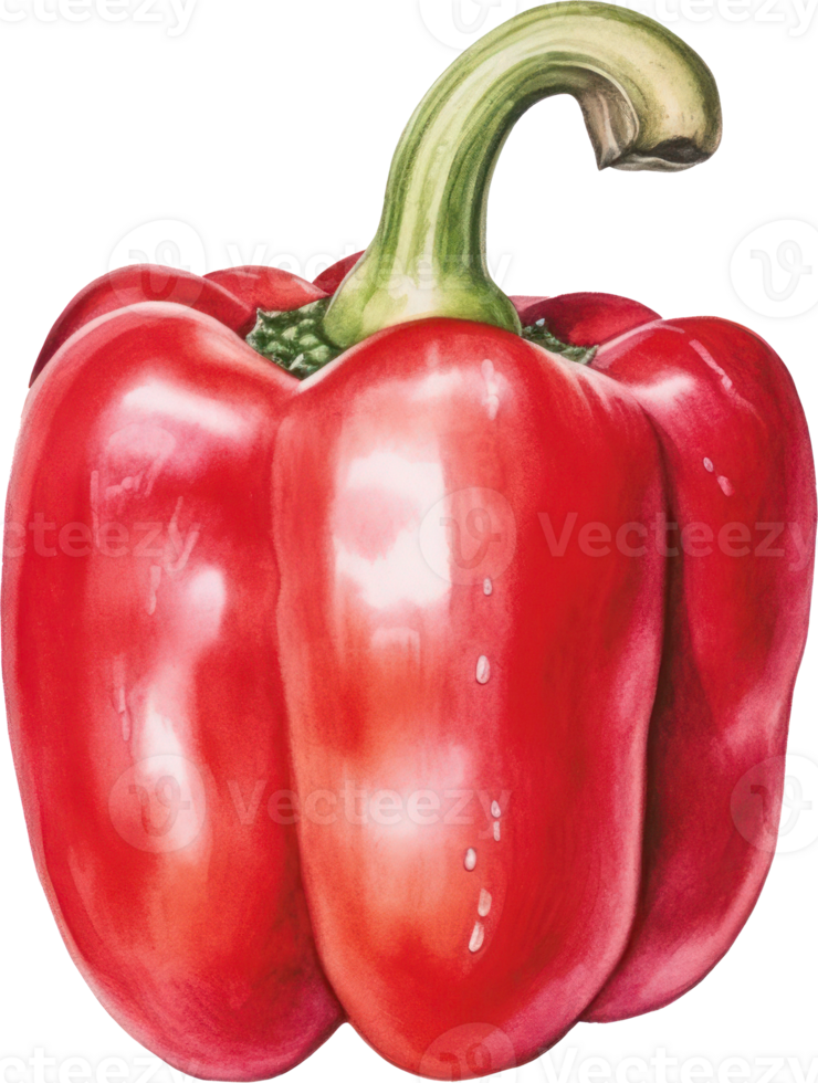 rojo campana pimienta acuarela ilustración. ai generado png