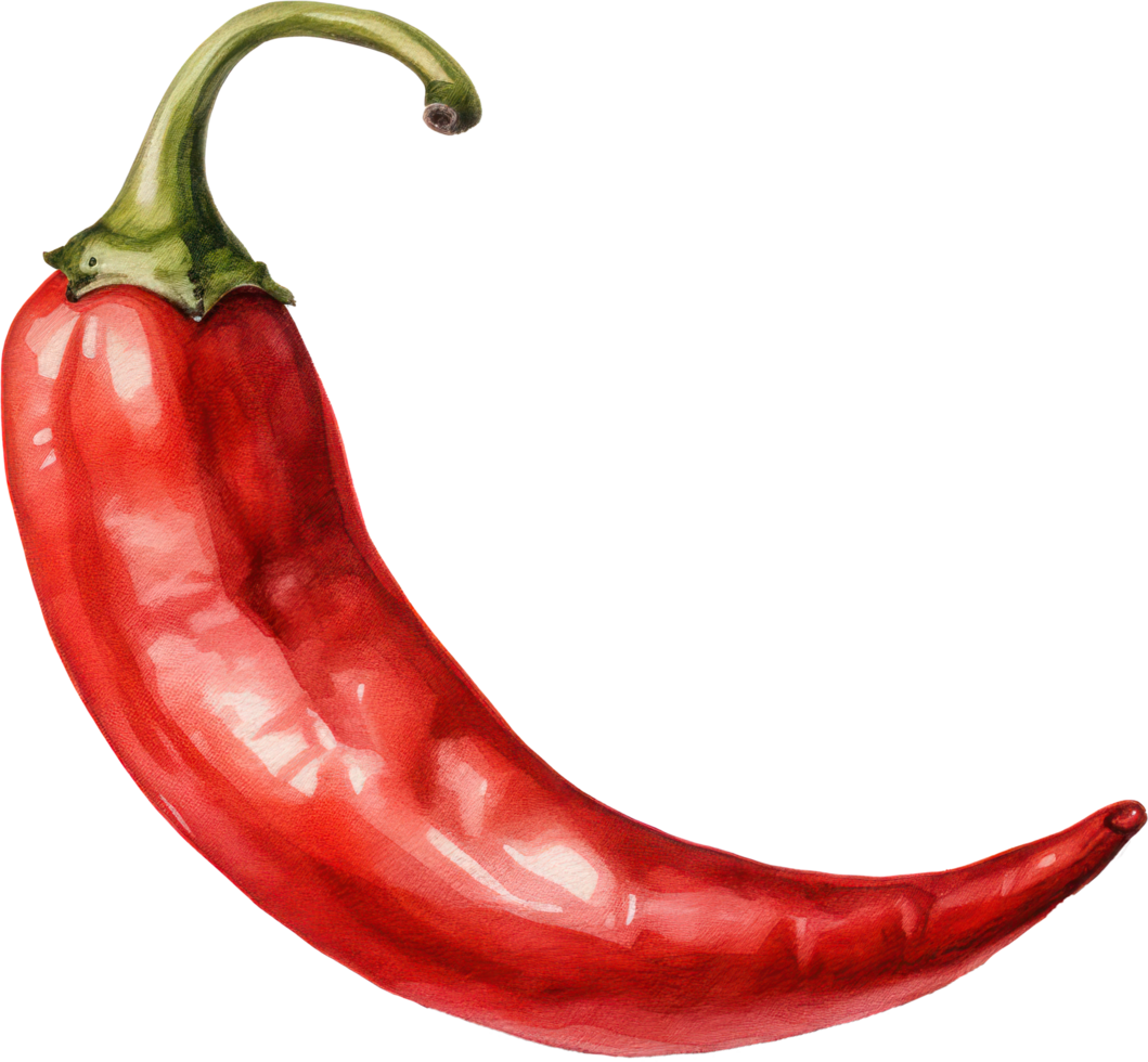 Red chilli watercolor illustration. AI Generated png