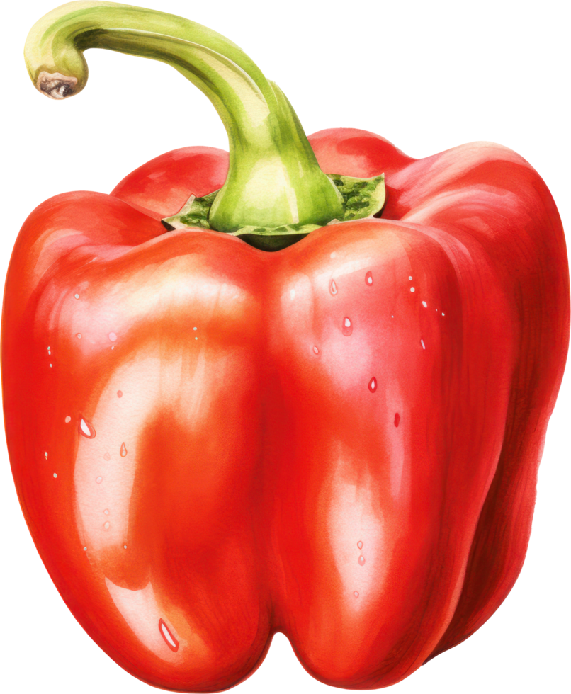 Red bell pepper watercolor illustration. png