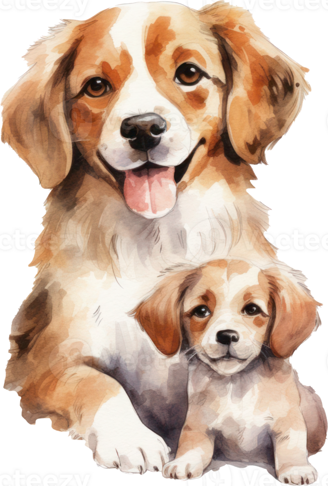 Cute Dog puppy father day watercolor. AI Generated png