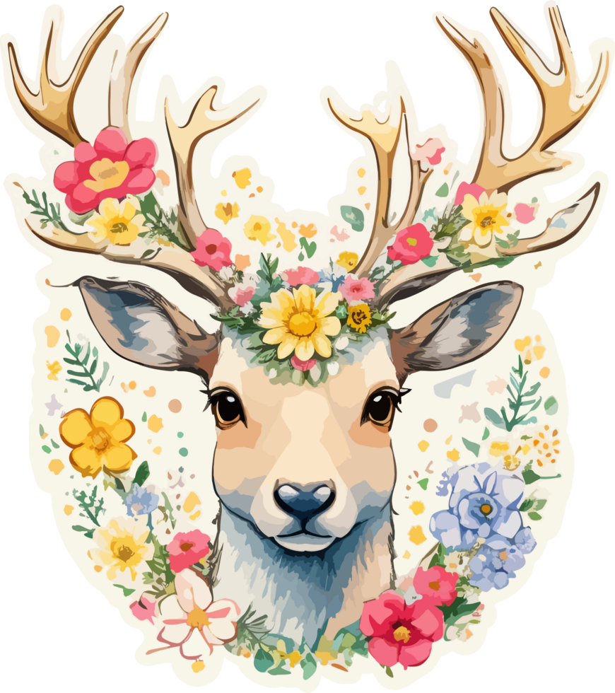 Sticker Illustration of Reindeer Animal with png