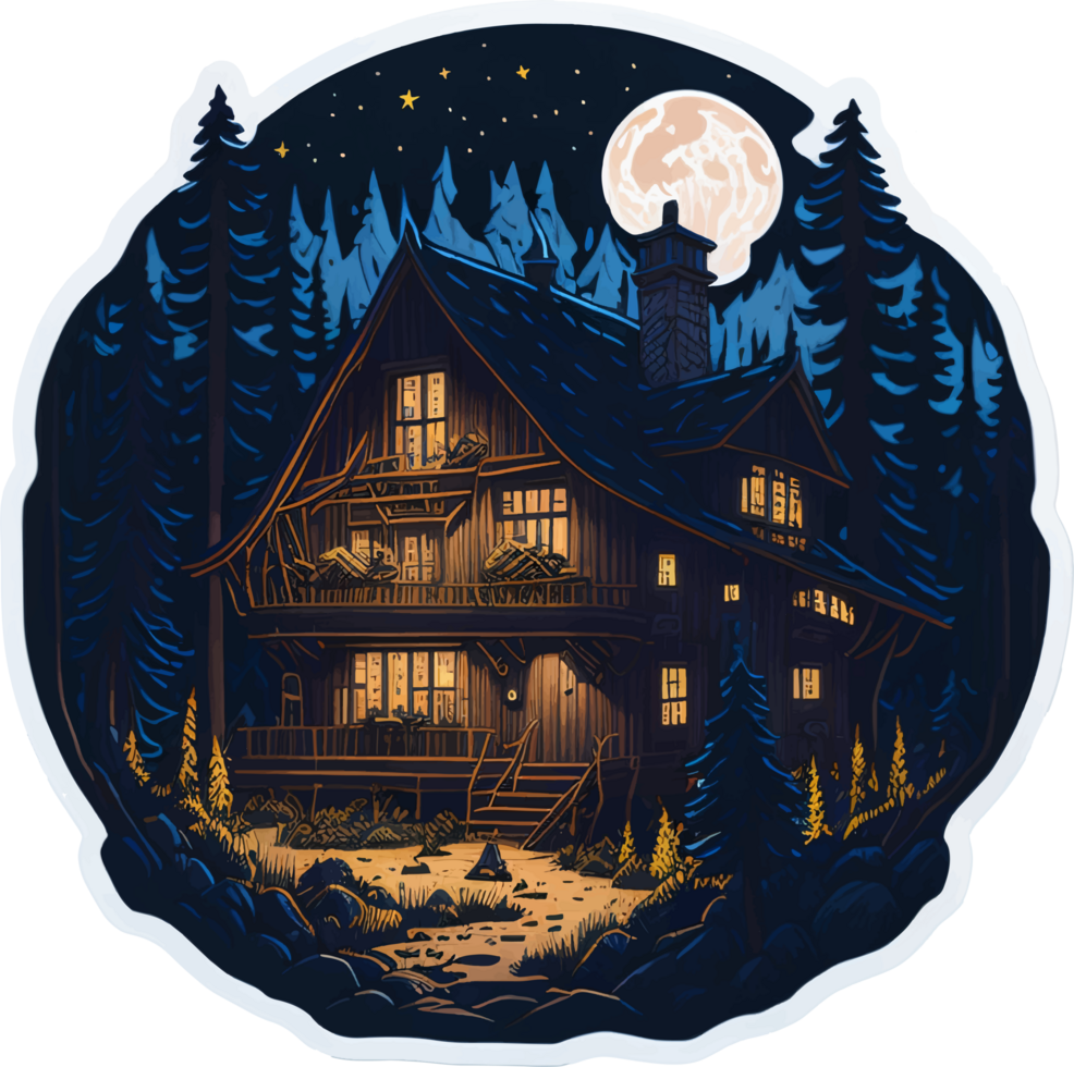 Wooden House Sticker AI Generative png