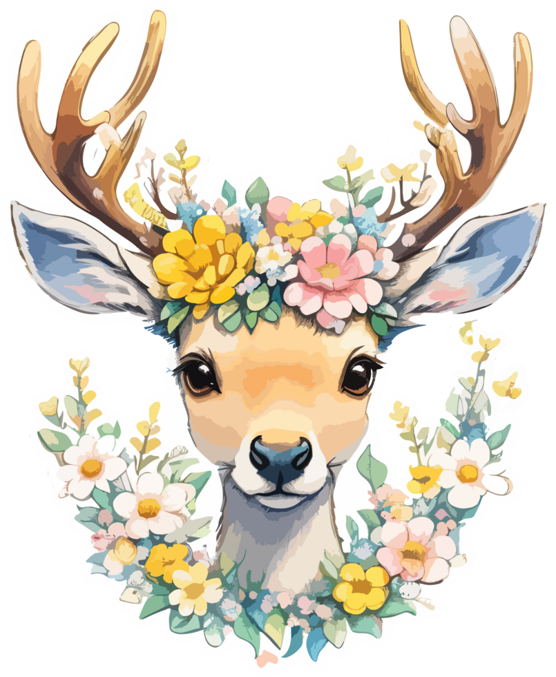 Mascot Sticker of Reindeer Head with png