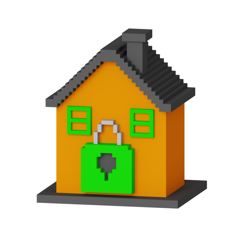 3d icône Accueil cyber Sécurité illustration concept icône rendre png