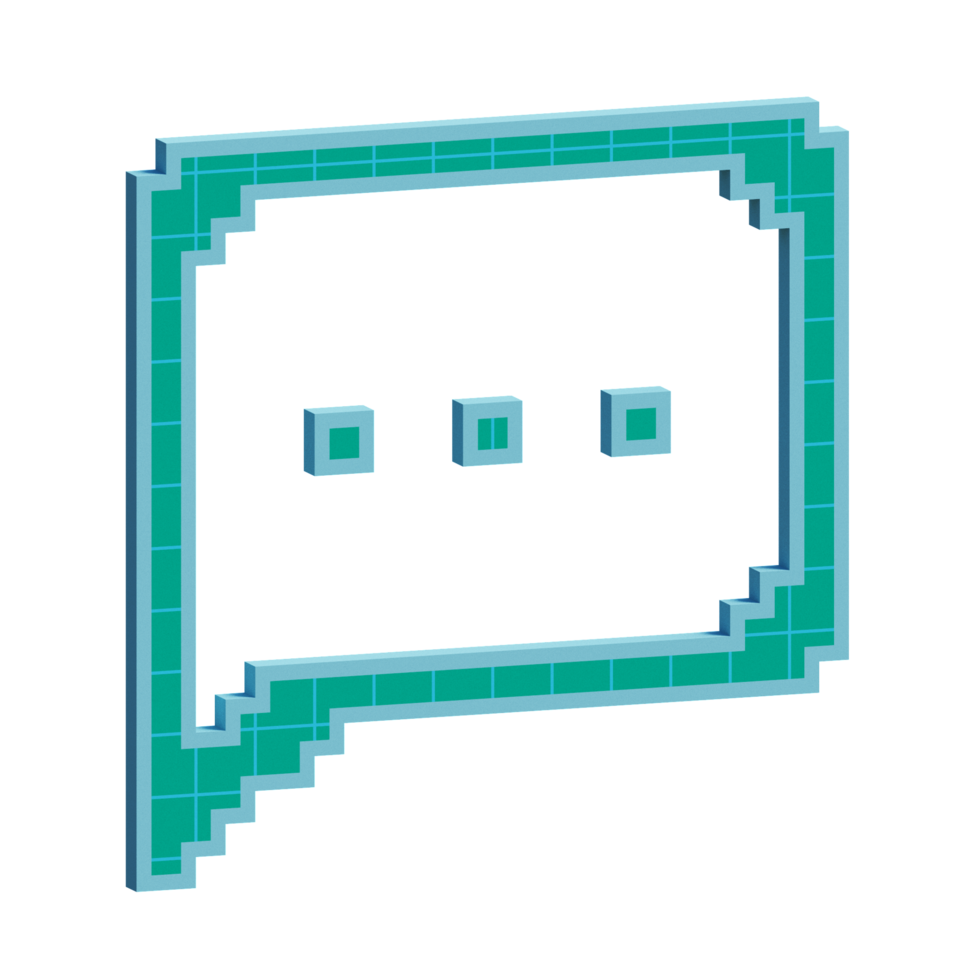 3d voxel typing communication bubble icon illustration concept icon render png
