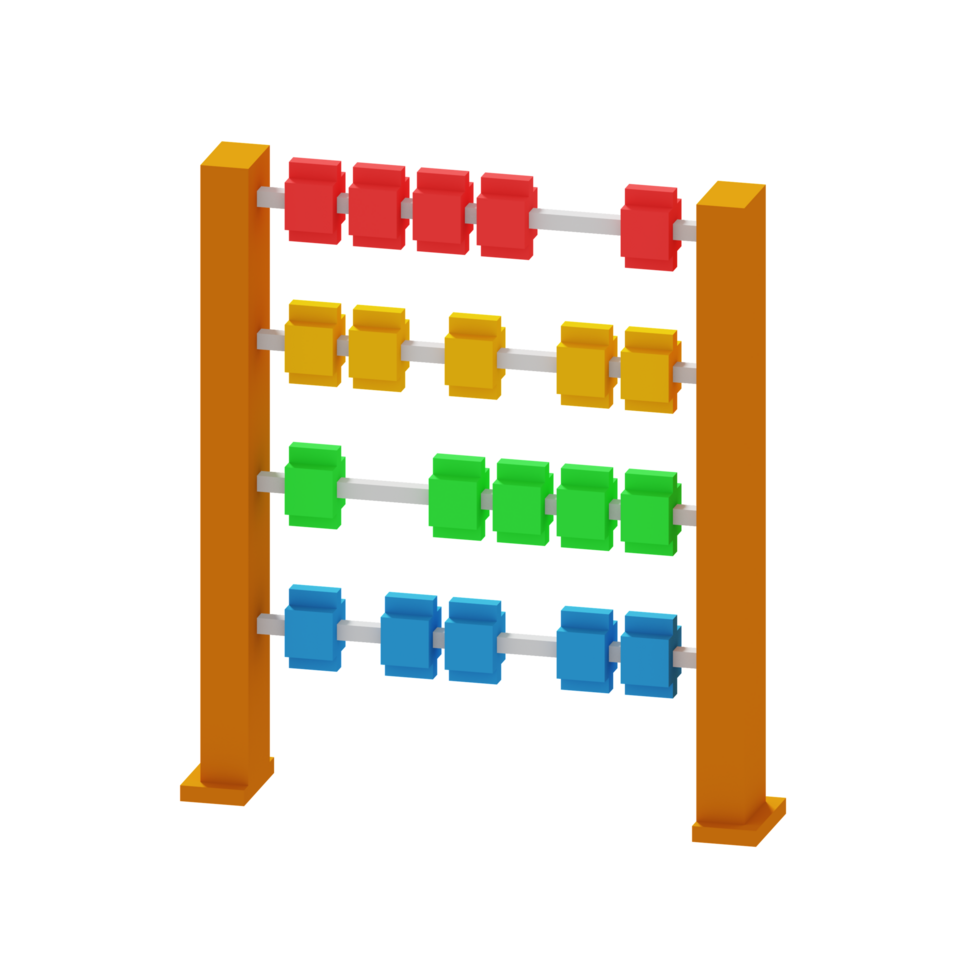 3d voxel icon abacus education illustration concept icon render png