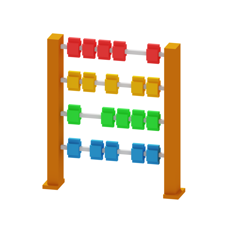 3d Voxel Symbol Abakus Bildung Illustration Konzept Symbol machen png