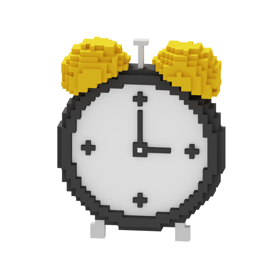 3d voxel icône l'horloge éducation illustration concept icône rendre png