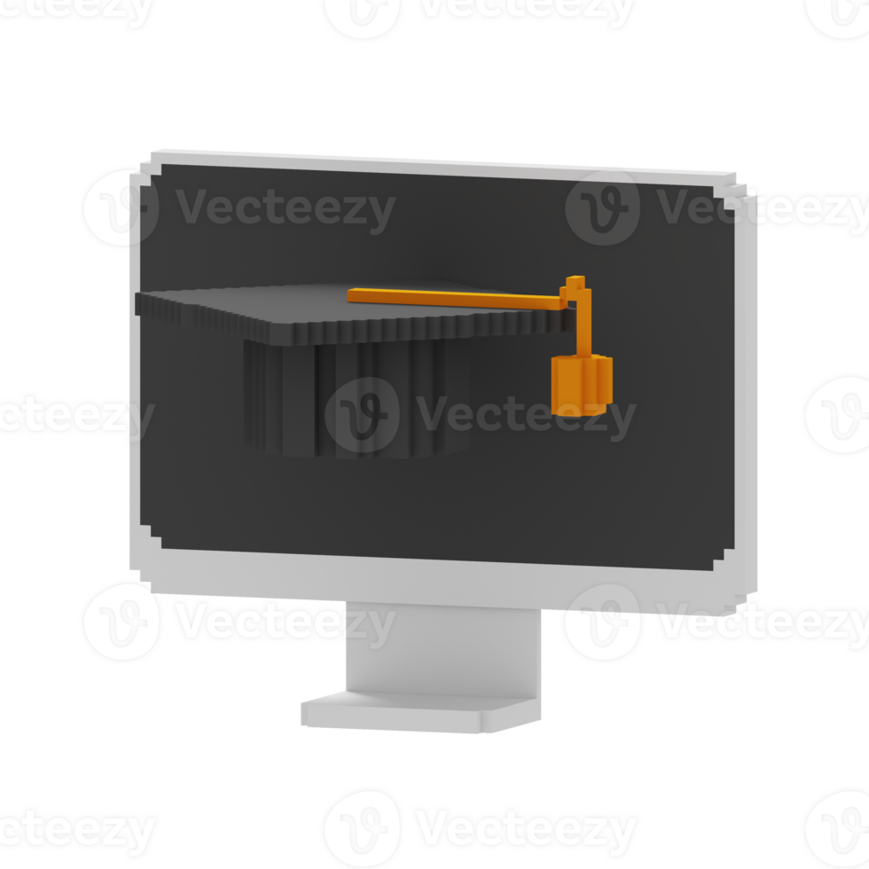 3d voxel icon graduation education illustration concept icon render png