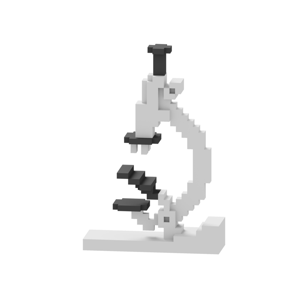 3d voxel icono microscopio educación ilustración concepto icono hacer png