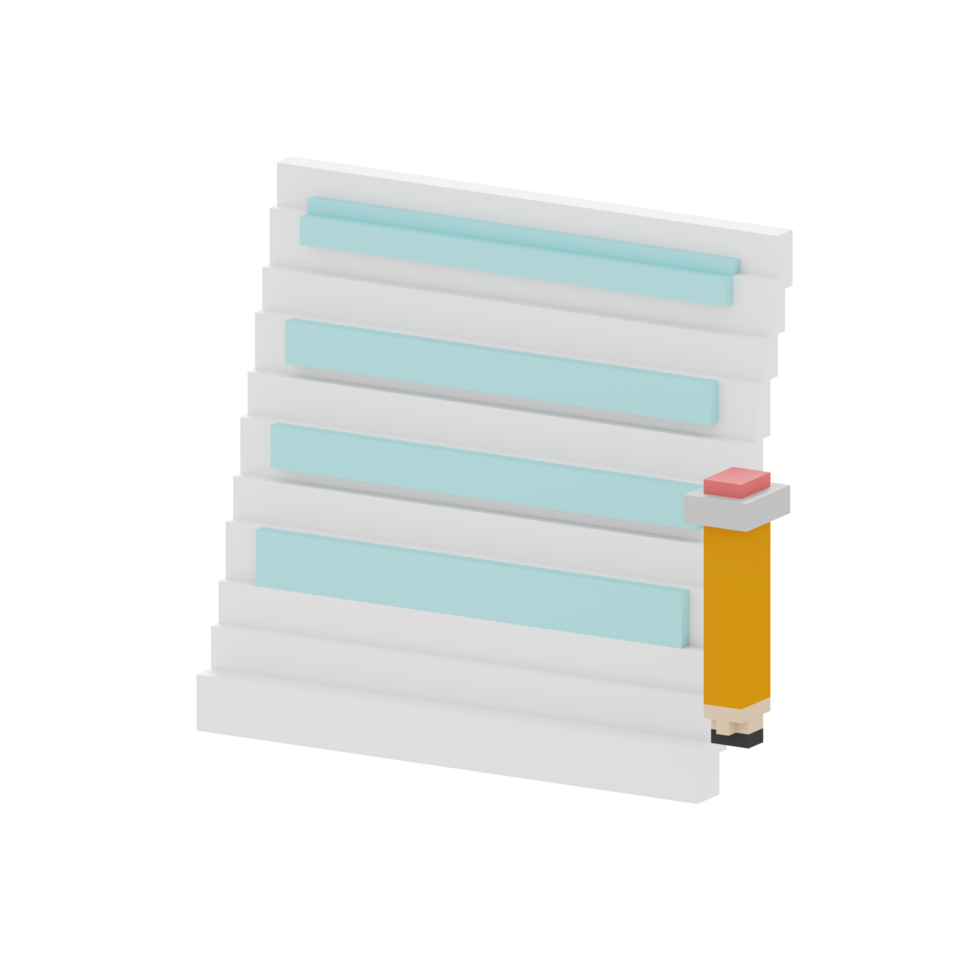 3d voxel icon paper education illustration concept icon render png
