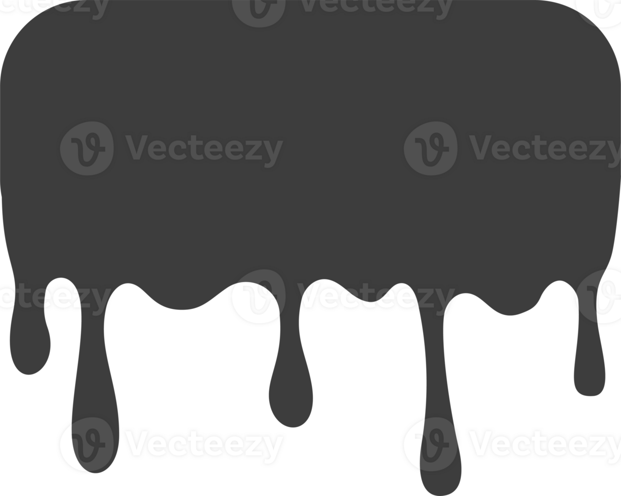 Melted drips shape. Drop flow of black liquid. Sauce chocolate ink splashes png