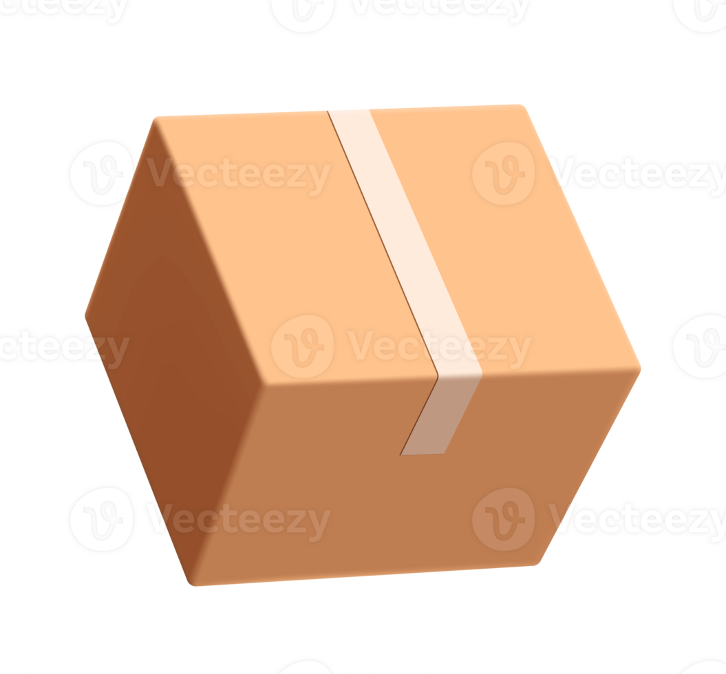 brown parcel box or cardboard box on transparent background png