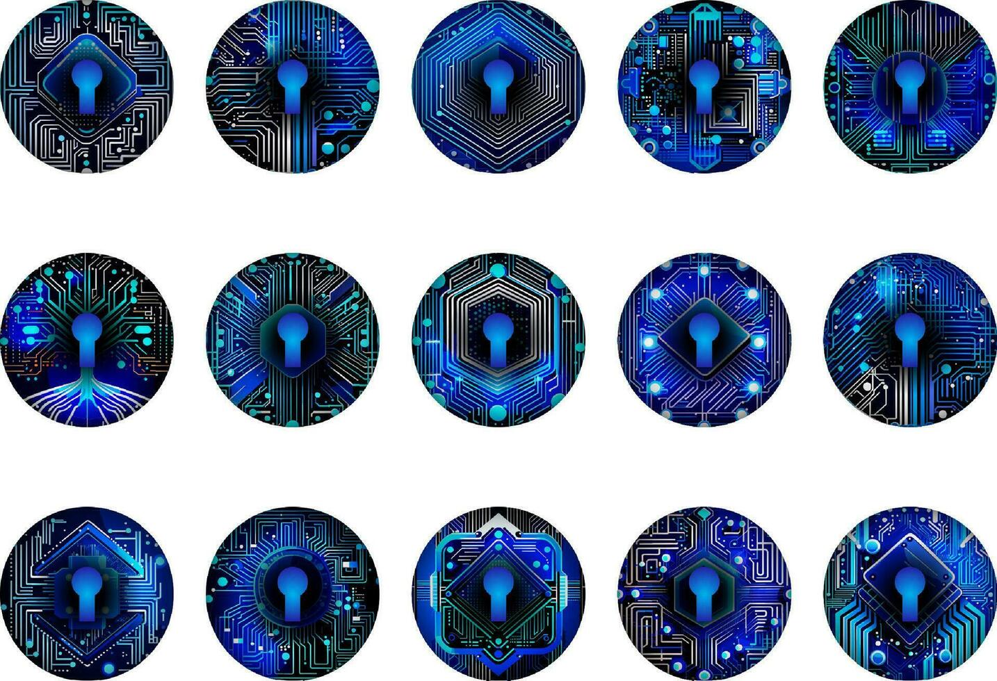 Modern Cybersecurity Technology Icon Pack vector