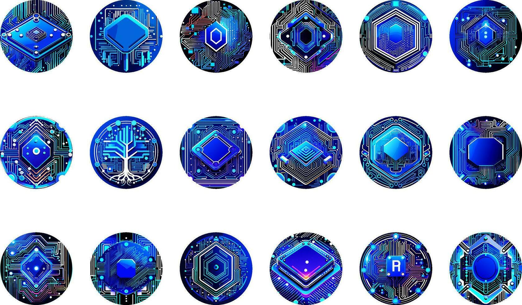 Modern Cybersecurity Technology Icon Pack vector