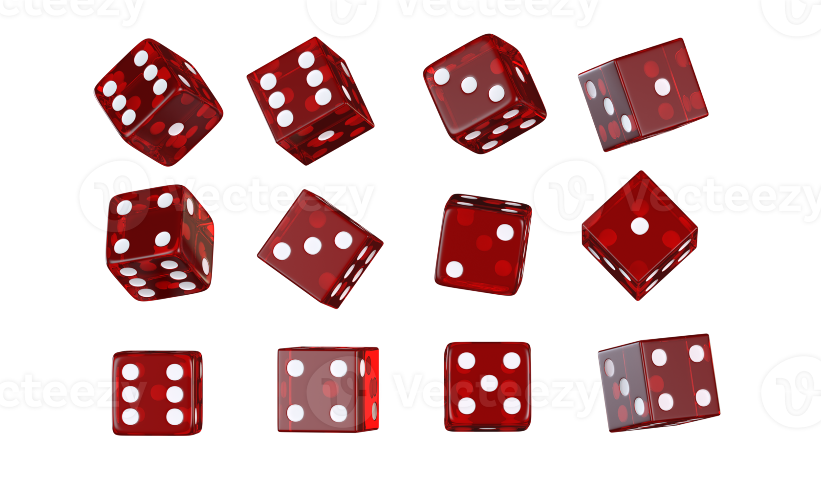 Red Glassy Casino Dices PNG
