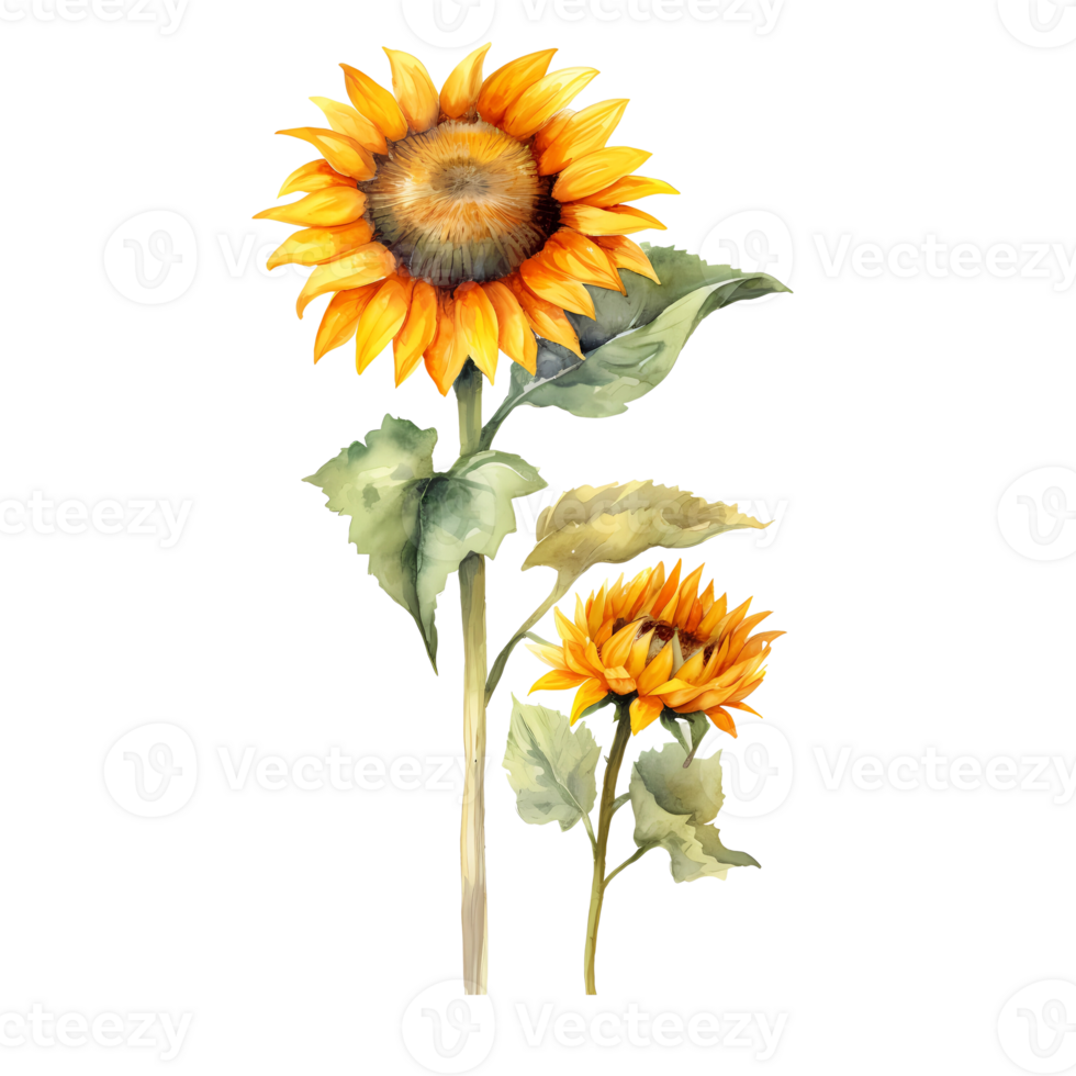 sunflower watercolor illustration png