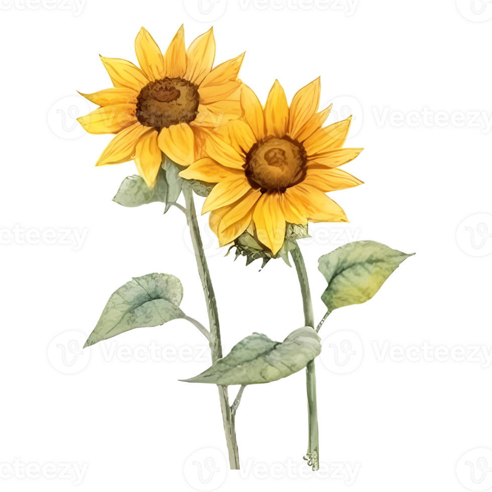 sunflower watercolor illustration png