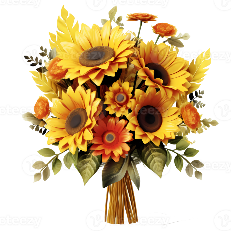 Sunflower bouquet illustration decor png