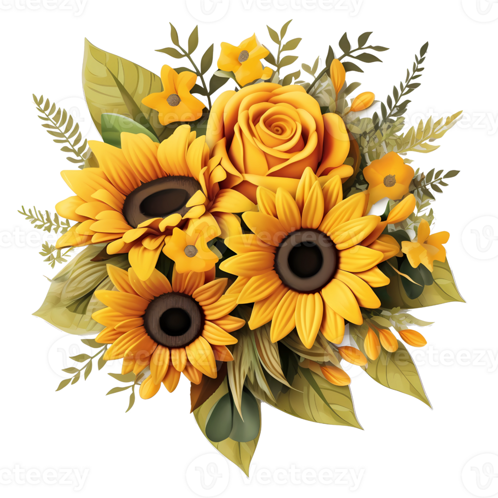 Sunflower bouquet illustration decor png