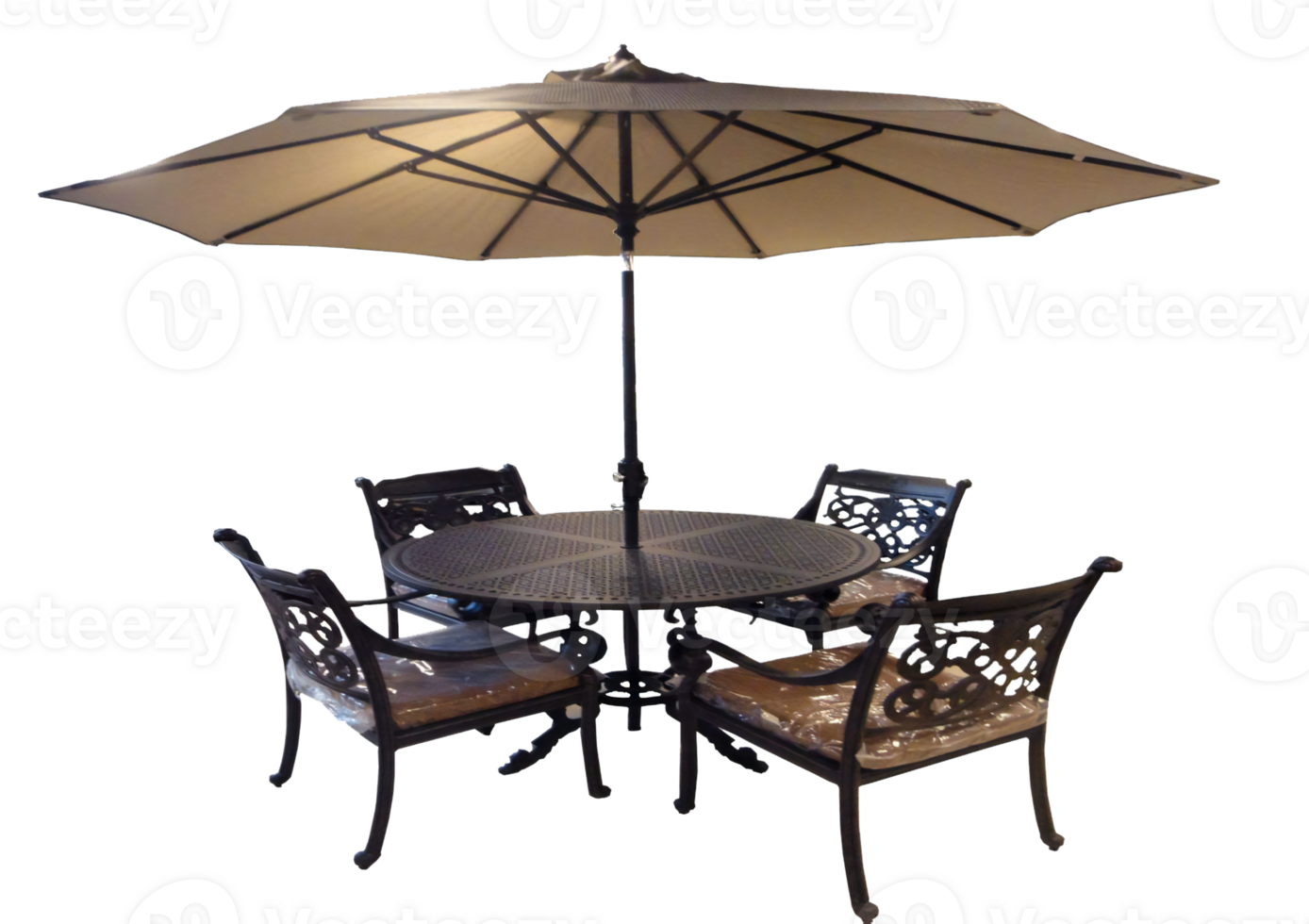 round table with chair and umbrella png