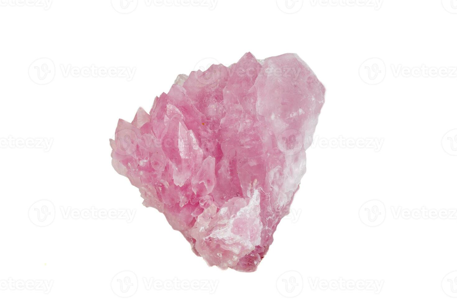 Macro mineral stone Rose quartz on white background photo