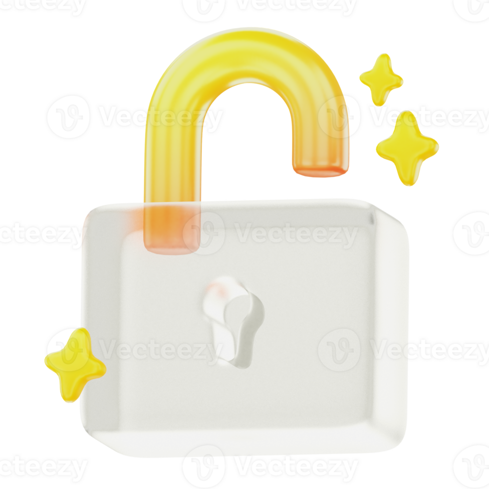 Unlock password 3d User Interface Icon png