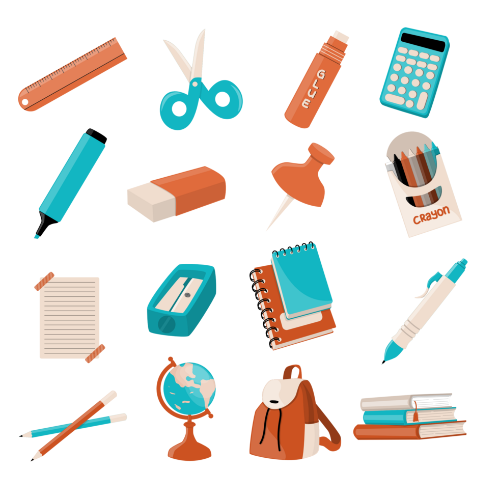 Set of school supplies png