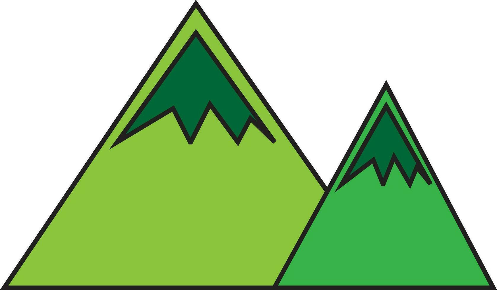 ilustración de montaña icono en verde color. vector