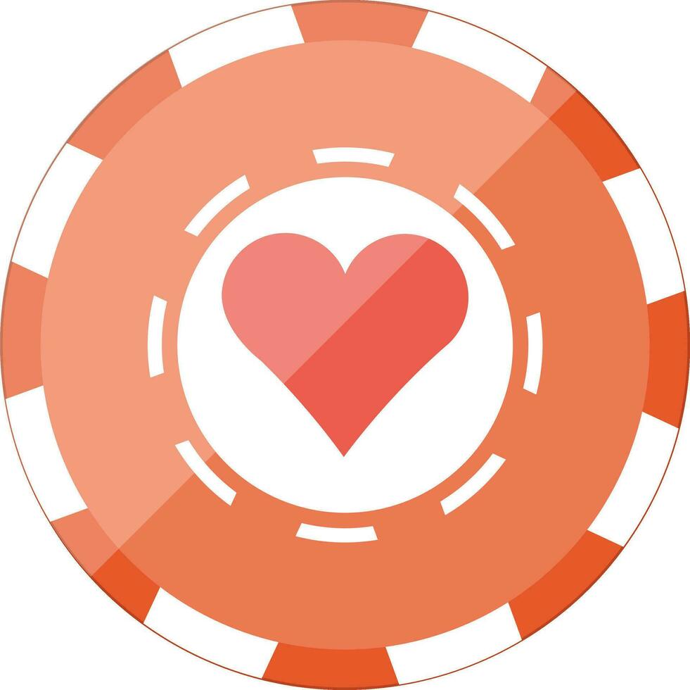 Casino chip with heart symbol. vector