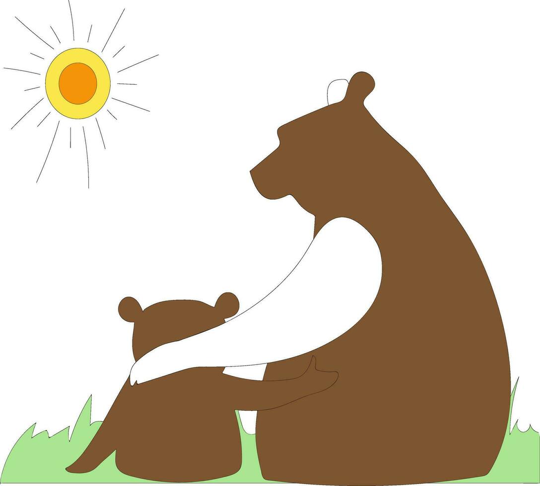 Character of teddy bear with baby. vector