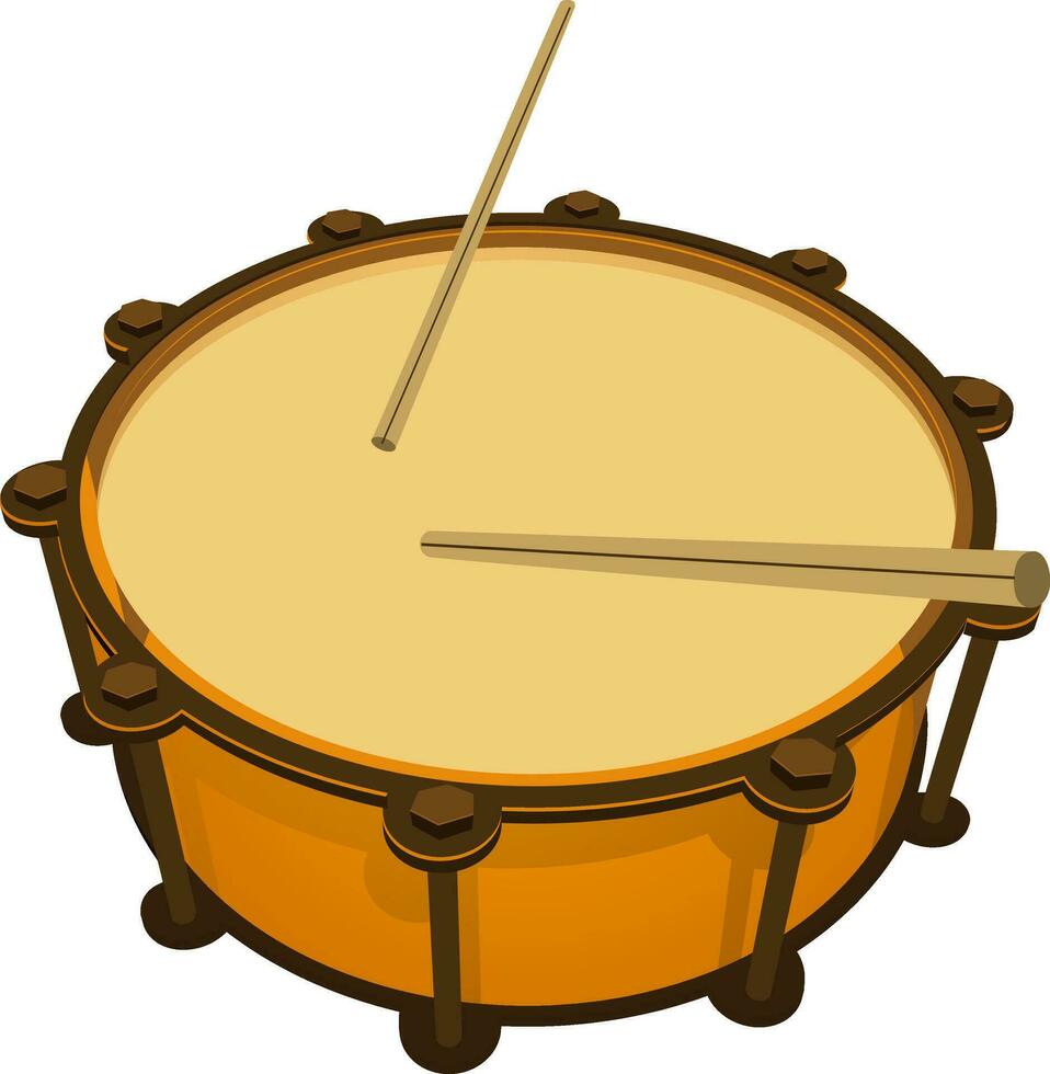 Drum and pair of drumsticks. vector